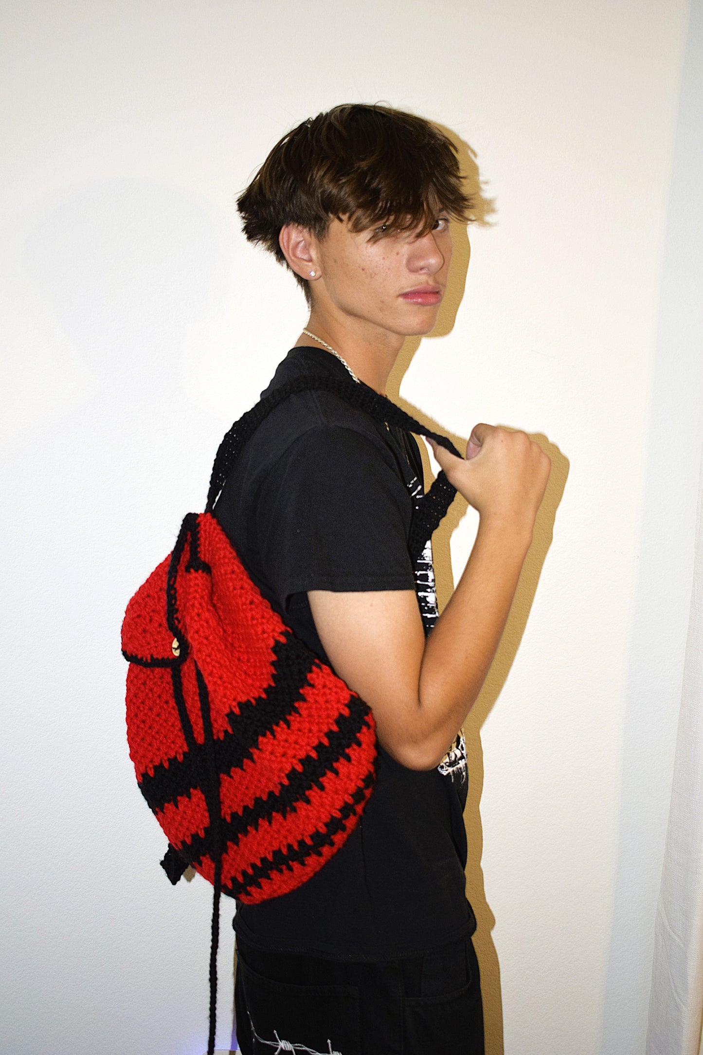 Handmade Crochet Drawstring Backpack – Stylish & Functional (Made to Order)