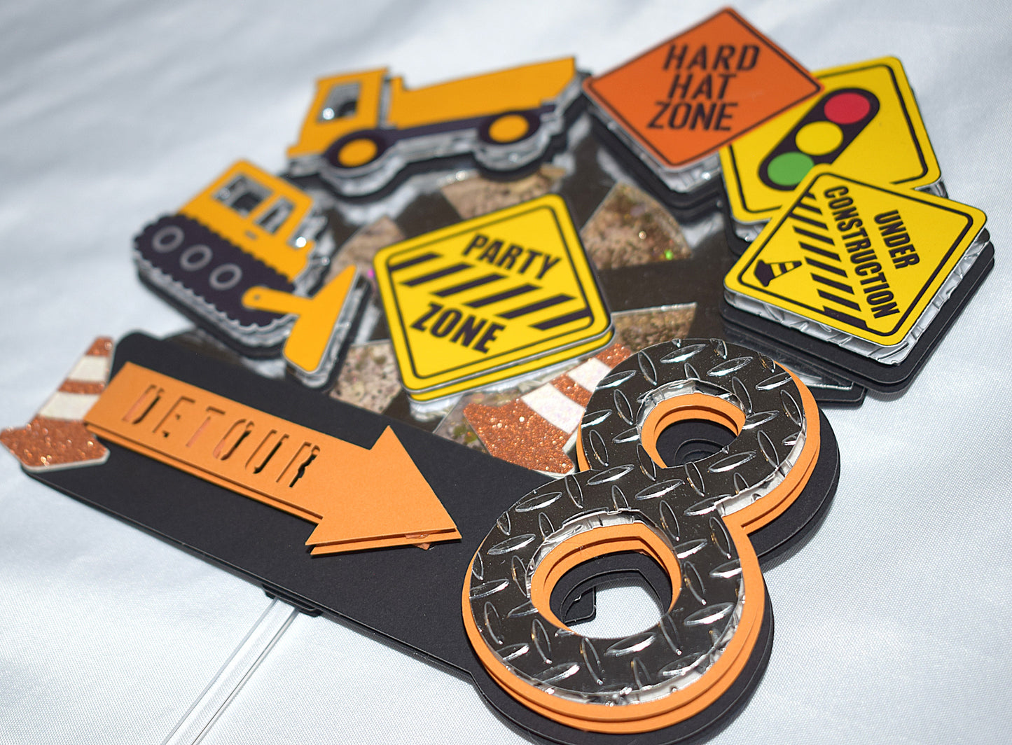 Construction Shaker Cake Topper – 8" to 10" (Made to Order)