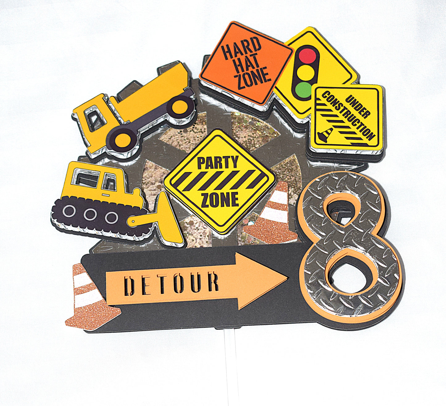 Construction Shaker Cake Topper – 8" to 10" (Made to Order)