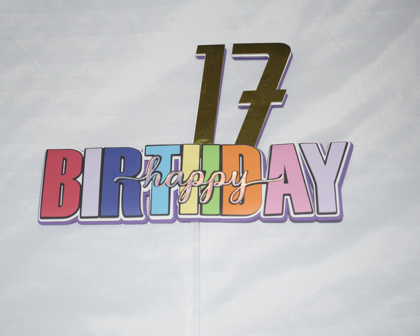 Rainbow Birthday Cake Topper – 8" to 10" (Made to Order)